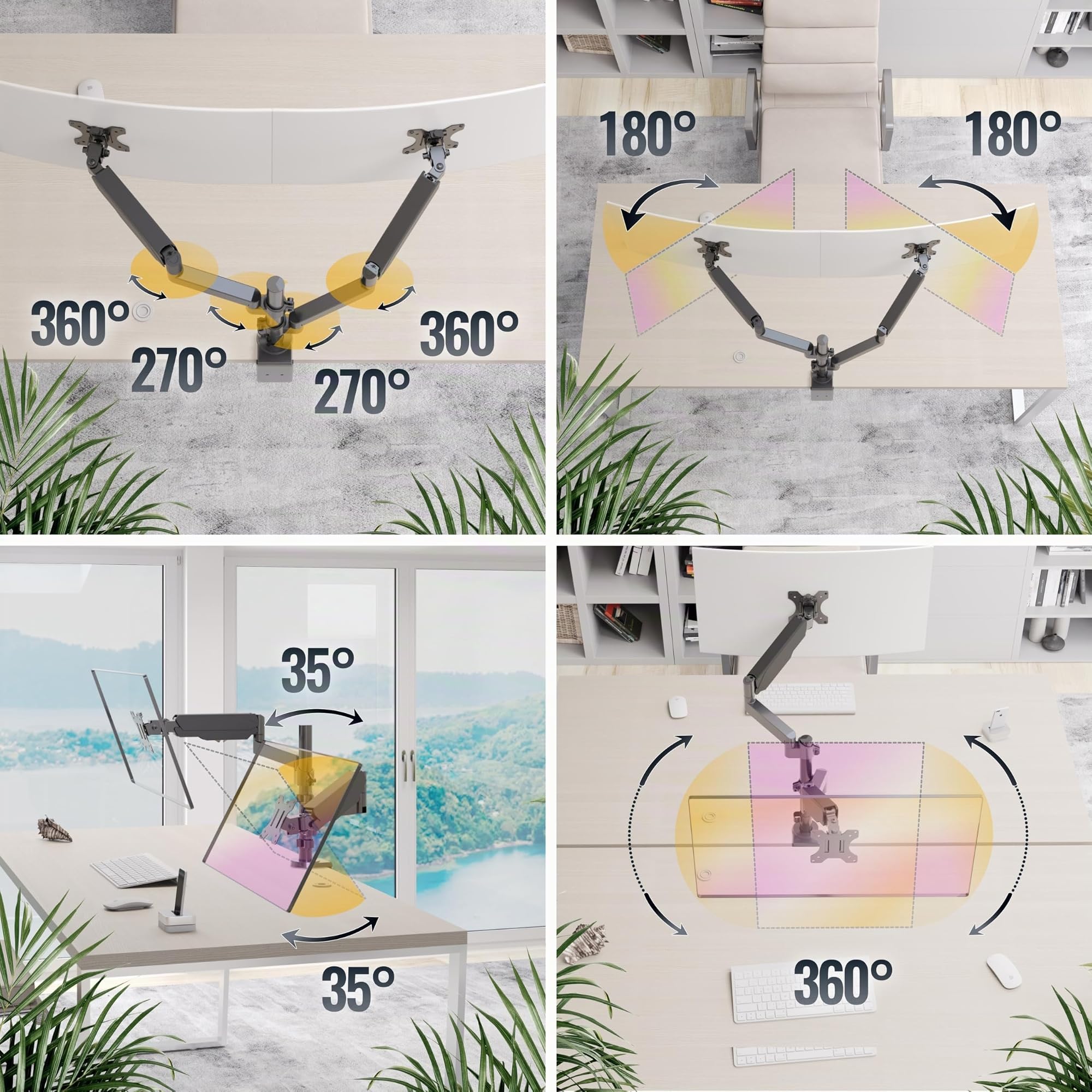 RICOO TS9611 Supporto monitor da scrivania 13-32 pollici per 13 32 pollici girevole inclinabile fino a 8 kg max VESA 100x100