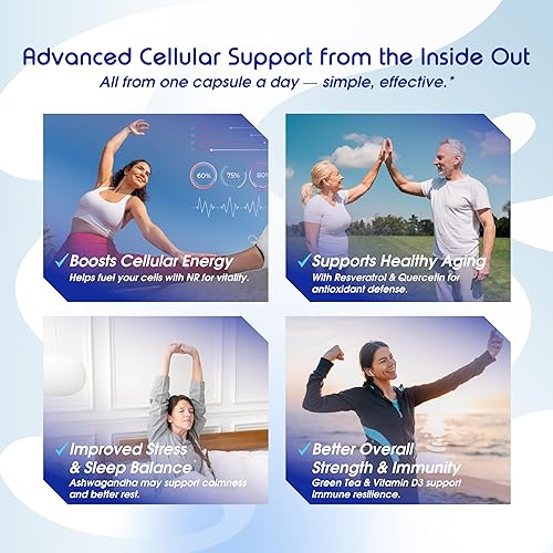 Miniatura 5 de Liposomal NAD+ Nicotinamida Ribosida NR con Trans-Resveratrol Quercetina Arándano Té Verde - Máxima Potencia- Apoya el Envejecimiento Saludable -