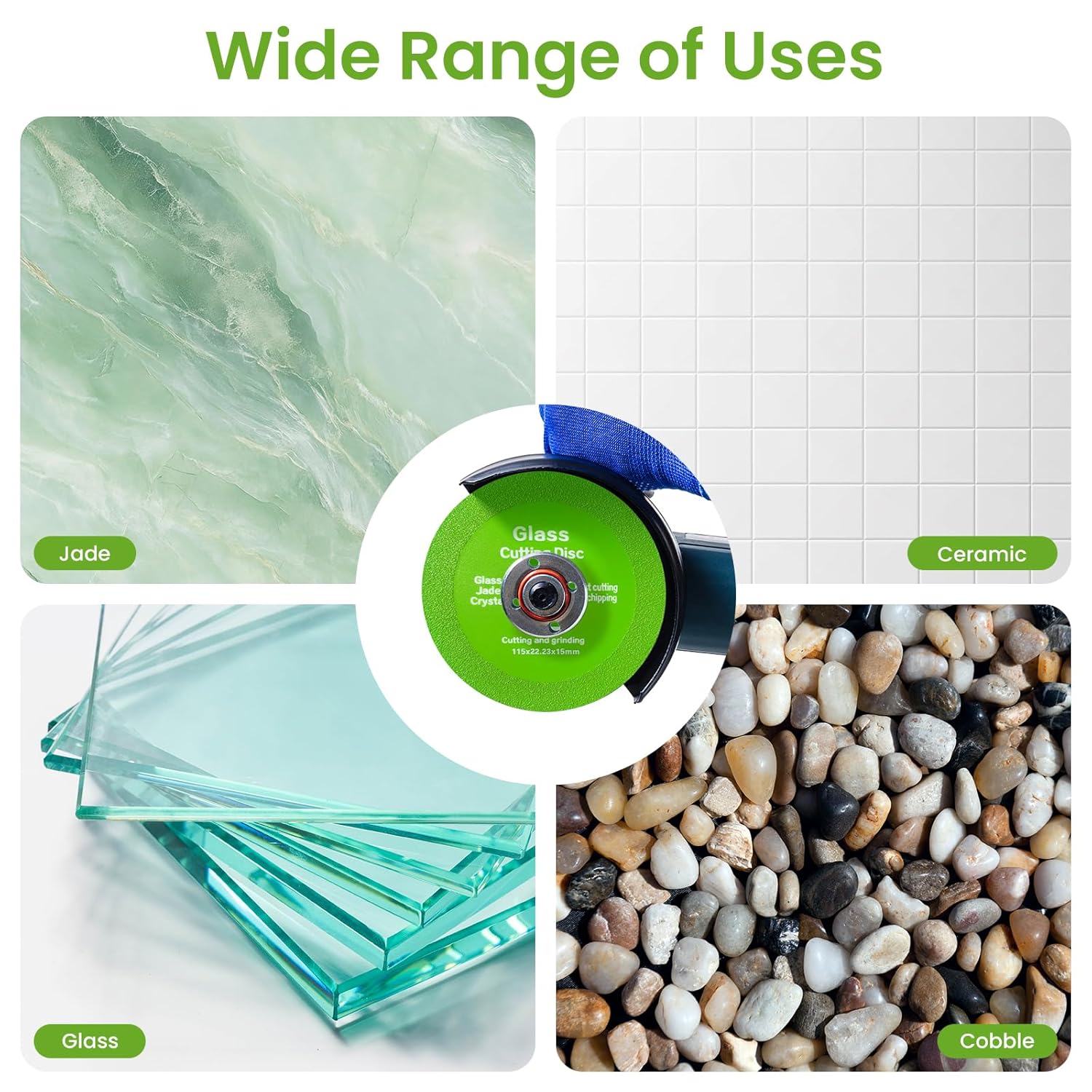 6 Pack 4.5" Diamond Rock Slab Grinding Disc,Glass Cutting Disc for Angle Grinder,Ultra-Thin Diamond Saw Blade Wheel for Cutting and Grinding of Glass,Tiles,Jade,Ceramics & Marble