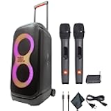 PartyBox Stage 320 (Black) - 240W Portable Wireless Splash Proof Speaker - 12 Hours of Playtime - Powerful Sound and deep bass + Two Microphone System + AUX Cable - Party Karaoke Kit