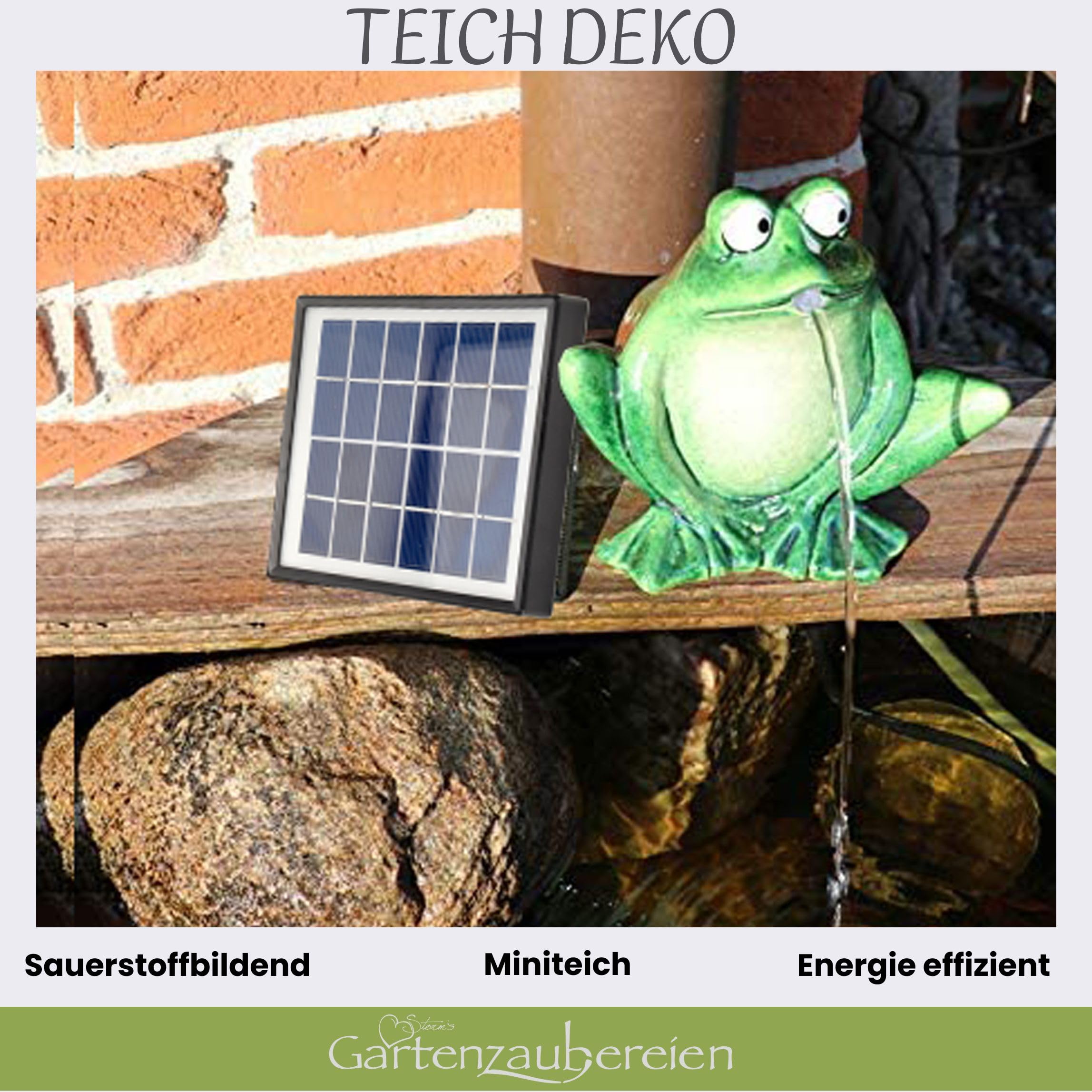 Gartenzaubereien Purgeur d'eau Grenouille Vert foncé céramique Pompe Solaire