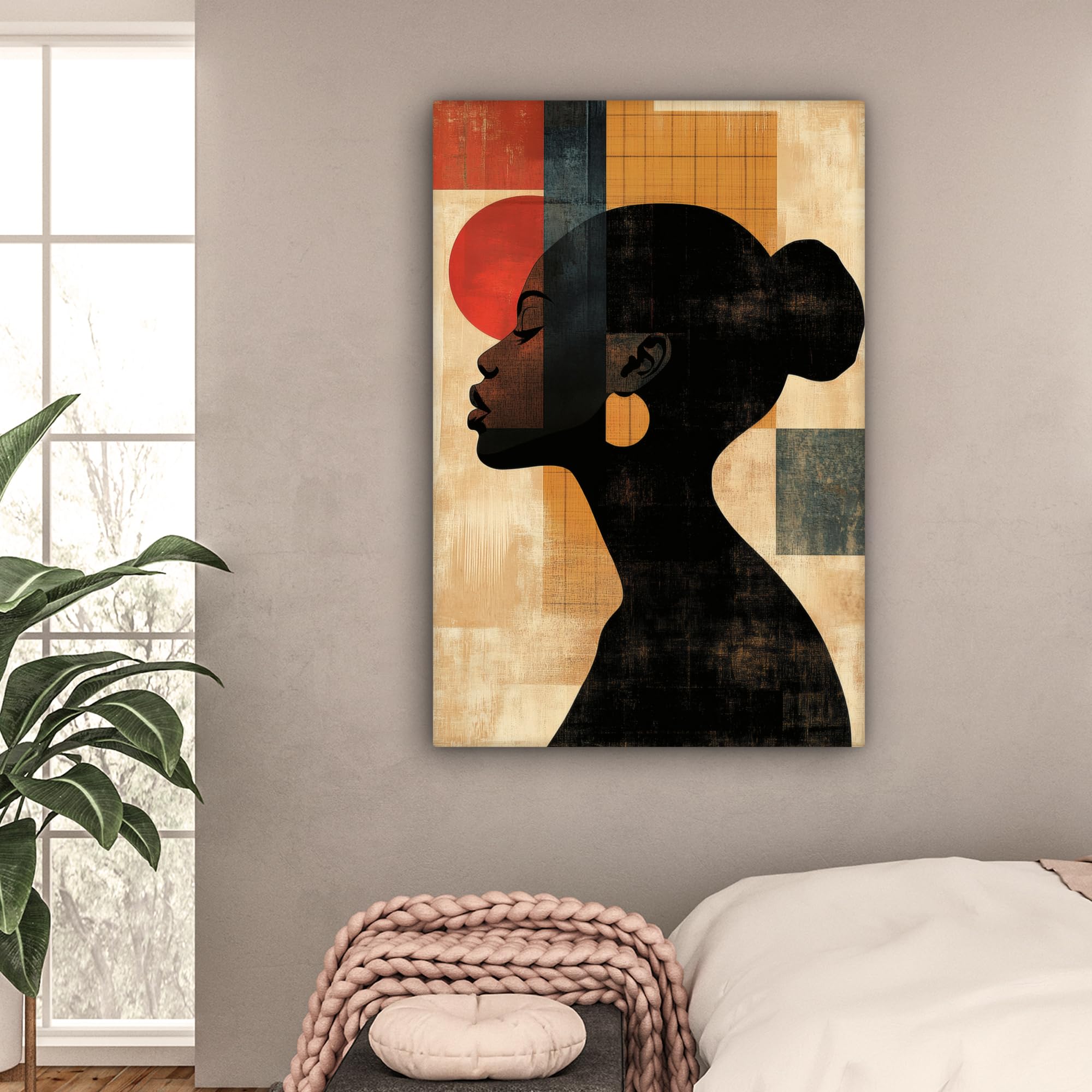 MuchoWow© Quadri Moderni Soggiorno 80x120 cm Poster Da Parete Decorazioni Muro Salotto Quadro Grande Foto Con Cornice Stampe Su Tela Camera Da Letto Profilo - Donna - Forme