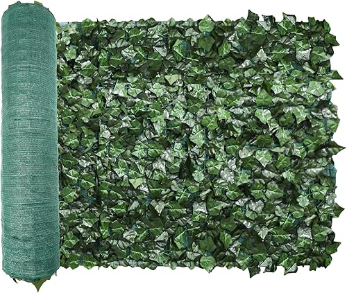 ECOOPTS Rejilla para cerco de hojas de hiedra artificial de 39 x 156 pulgadas con parte trasera de malla, decoración de hojas sintéticas para patio,