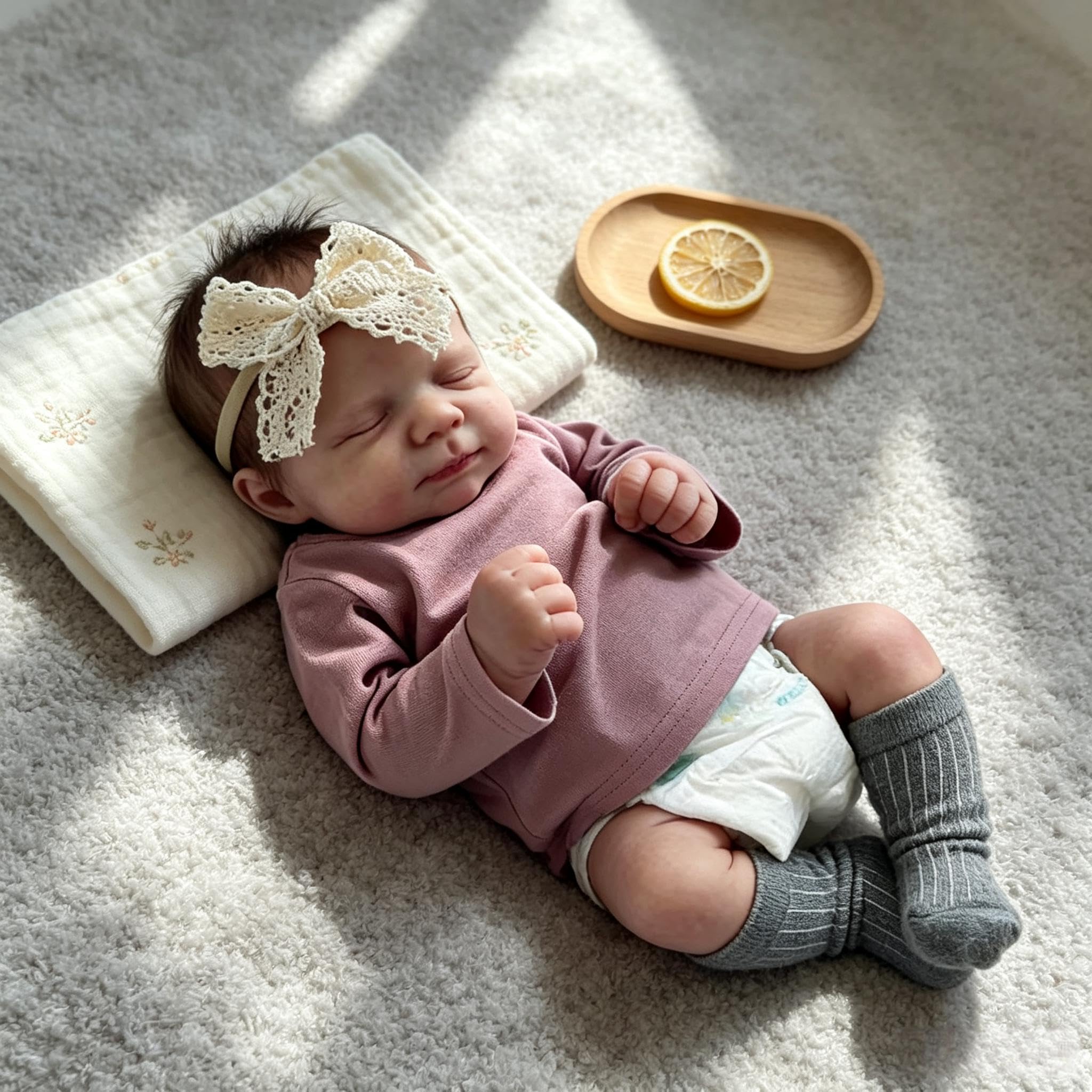 RXDOLL Realistische Reborn Babypuppen Vinyl Ganzkörper, 18 Zoll Lebensechte Neugeborenenpuppe Mädchen, Weiche Silikon-Infant-Babys Anatomisch Korrekte Babypuppe für Kinder Geschenke