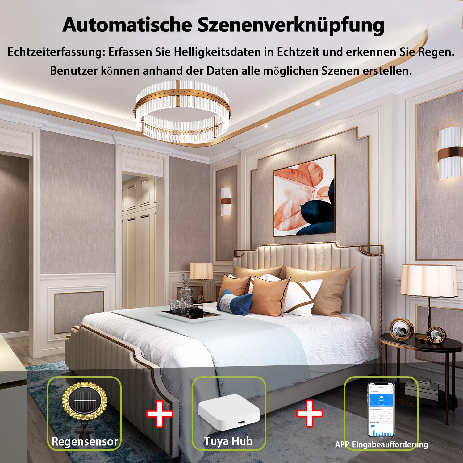 Haozee Smart Tuya Zigbee Regen- & Lichtsensor - Solarbetrieben, IPX6 Wasserdicht Mit TUYA HUB