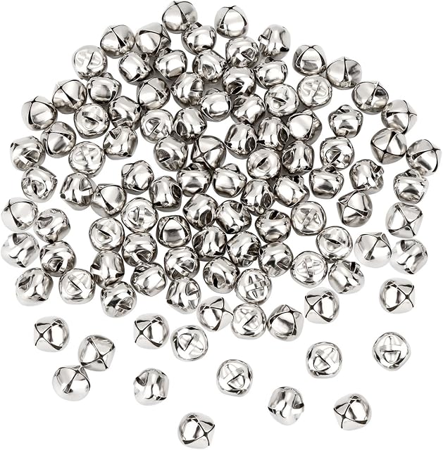 100 Pieces Jingle Bells, 0.5 Inch Metal Bells Mini Craft Bell Bulk for DIY Decoration (Silver Color)