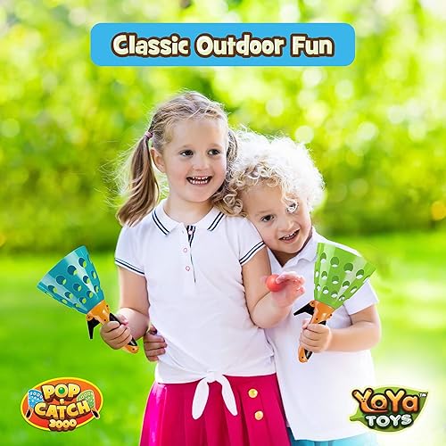 Miniatura 6 de YoYa Toys Juego de pelota Pop and Catch – Actividades de juego para niños en interiores y exteriores, juegos de atrapa para acampar, deportes de