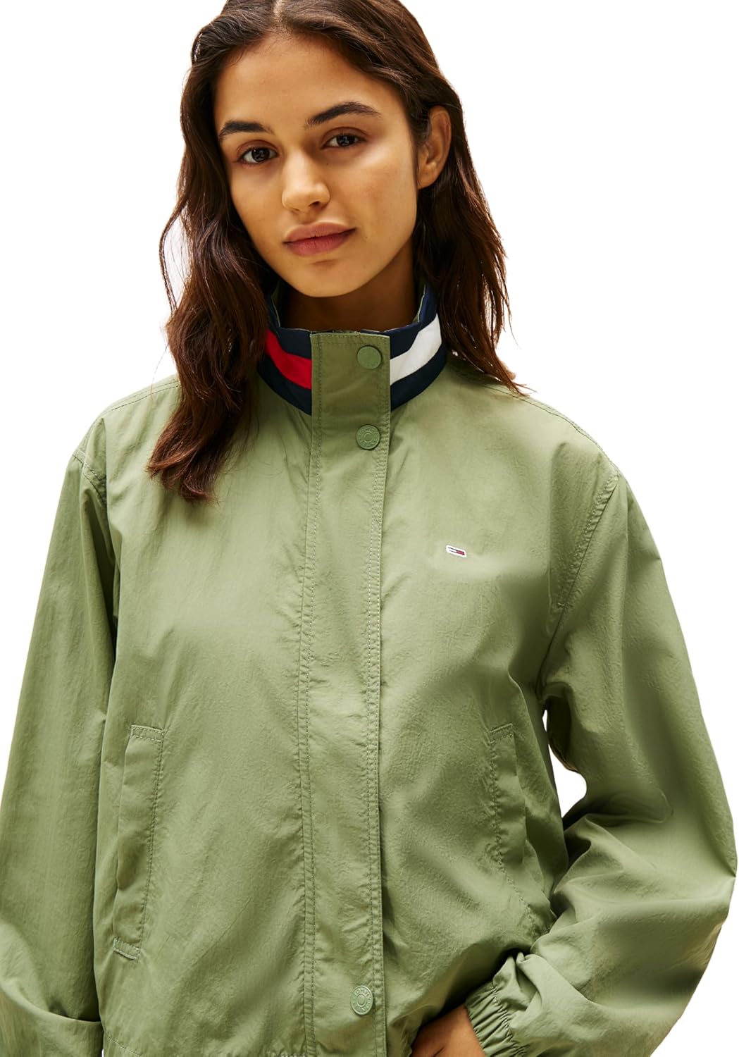 Tommy Jeans Women's Lightweight Varsity Windbreaker Jacket With Logo Detail