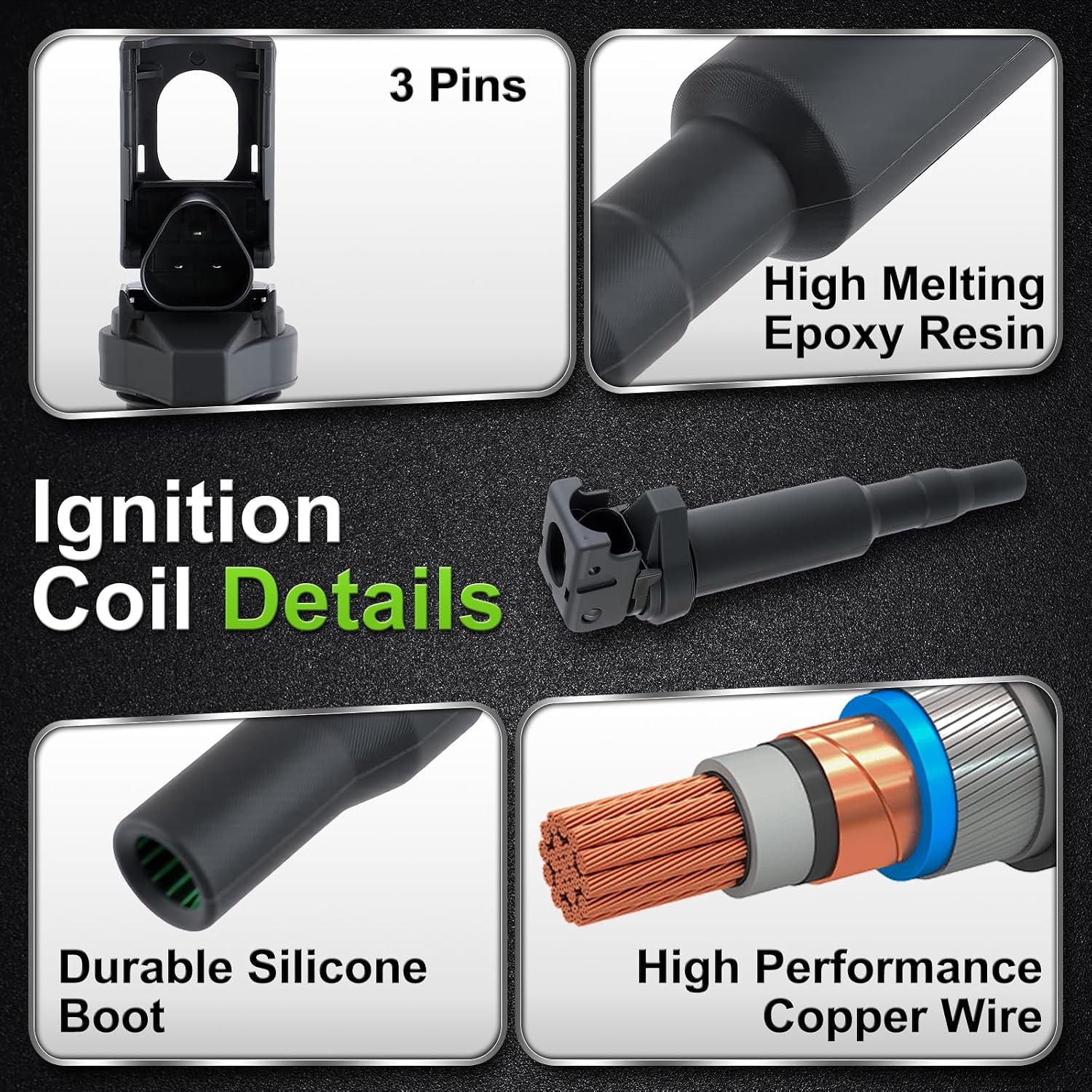 UF592 Ignition Coil & Platinum Spark Plug for BMW 128i 325i 325xi 328i 328xi 330i 330xi 525i 525xi 528i 528xi 530i 530xi X3 Z4 0221504470 FR7NPP332 12137594937