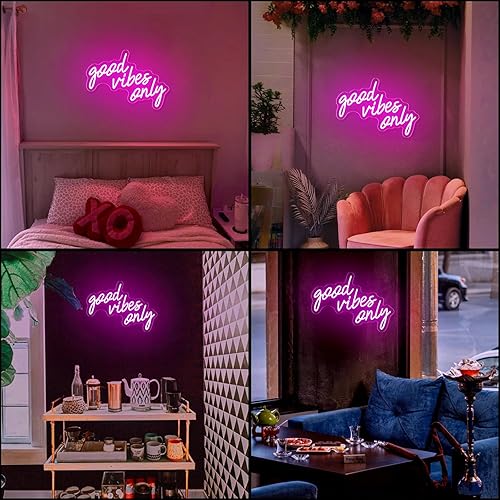 Miniatura 4 de Good Vibes Only - Letrero de neón para decoración de pared, control remoto de temporizador, luz LED Good Vibes Only para dormitorio, hogar, bar,