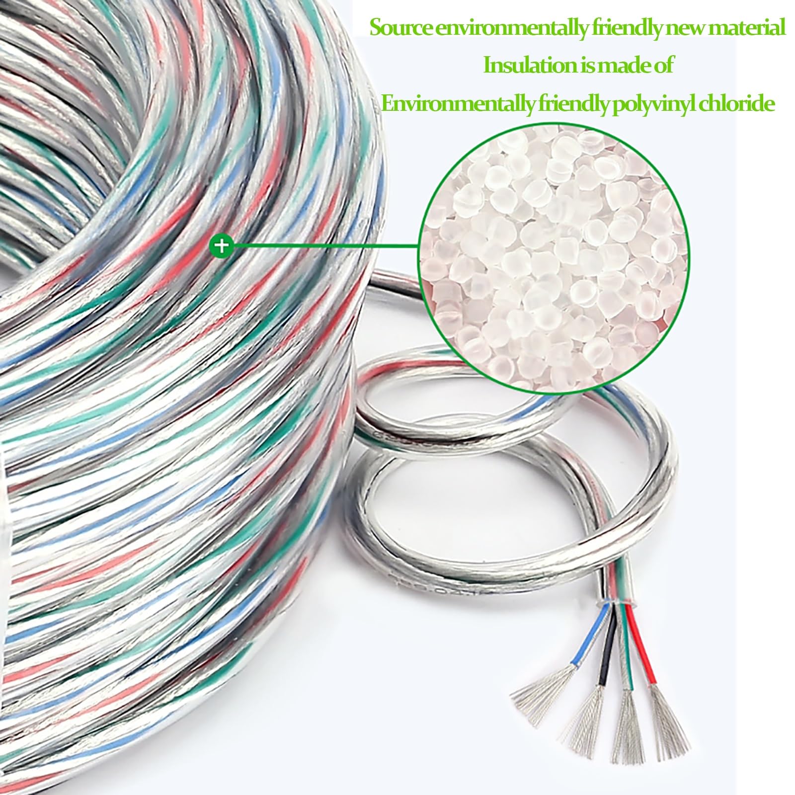 Câble D'alimentation Transparent 2/3/4 Conducteurs En PVC, Fil Électronique 18/20/22 AWG, Fil De Cuivre Étamé Multiconducteur, Adapté Aux Équipements Et Aux Éclairages(200ft,3c-18AWG)