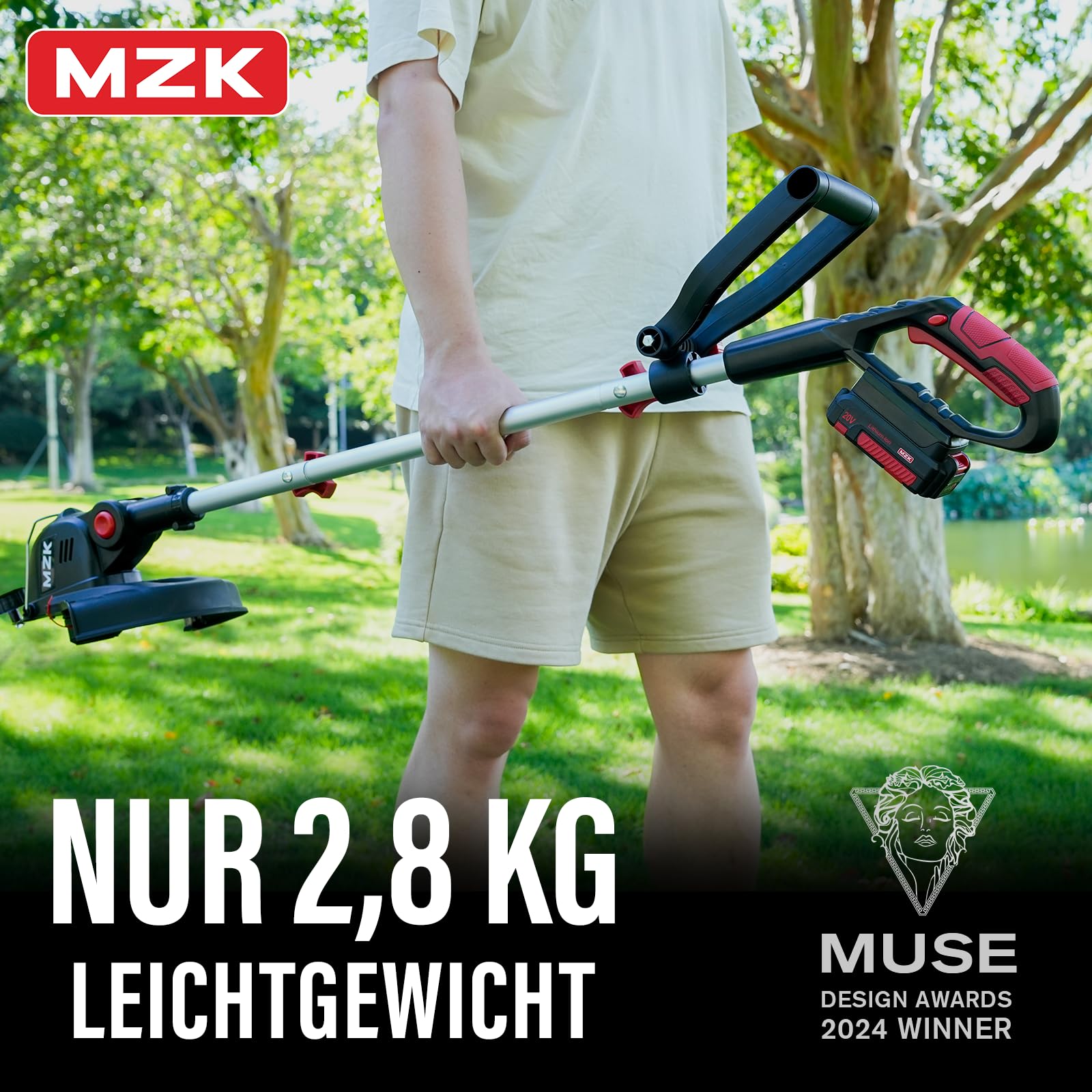 MZK 20V Akku-Rasentrimmer 30 cm, Kantenschneider, 2 Akkus
