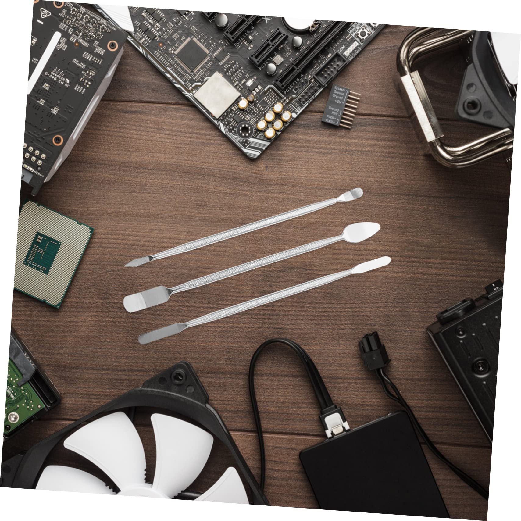 DOITOOL 3pcs Cell Crowbar Tool Small Repair Kit for Removal Cell Phones Metal Pry Bars Cellphone Repair Prying Crowbar Cellphone Crowbars Metal Phone Opening Kits Silver