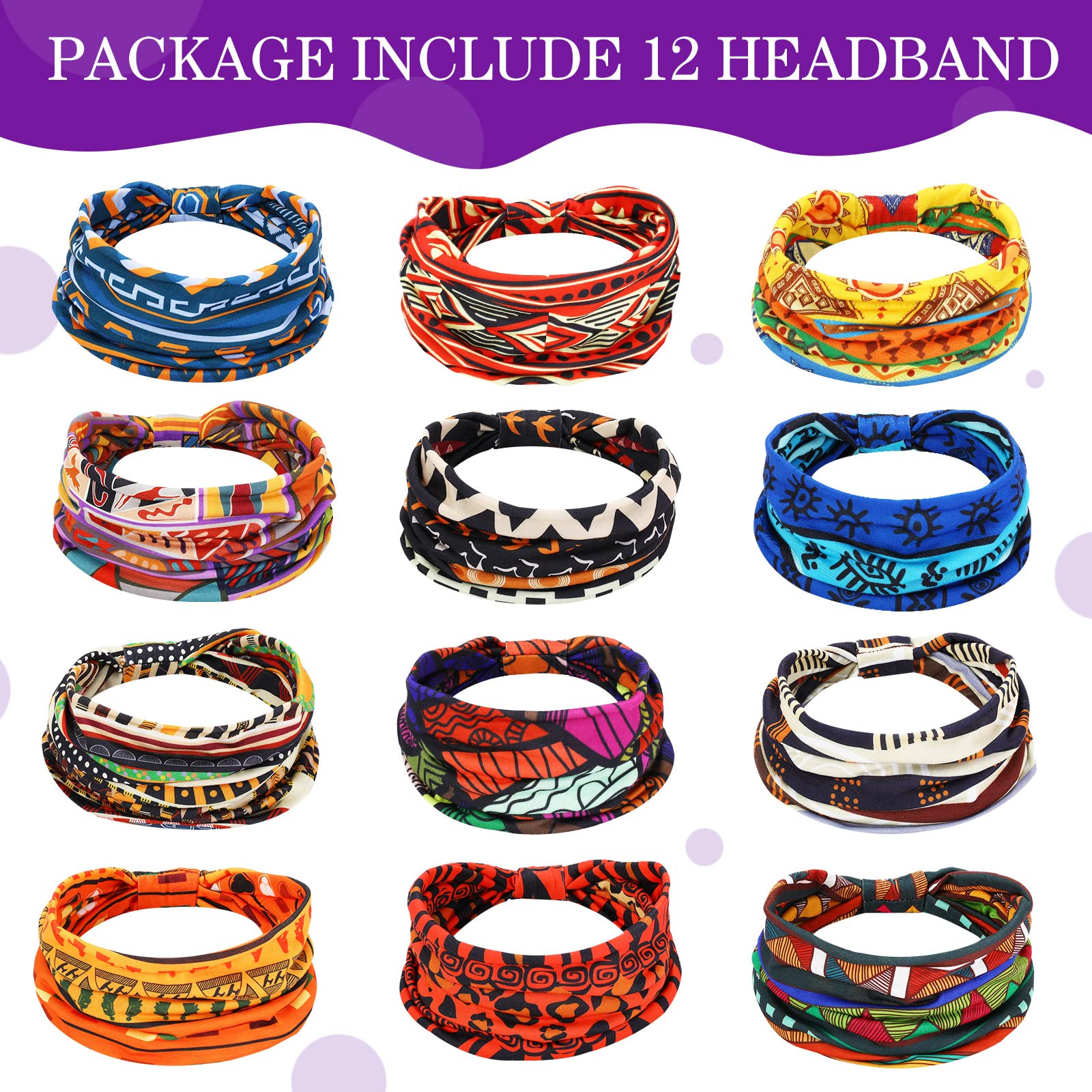 Amazon.com : Censen 12 Pcs African Headbands for Women  display picture 1
