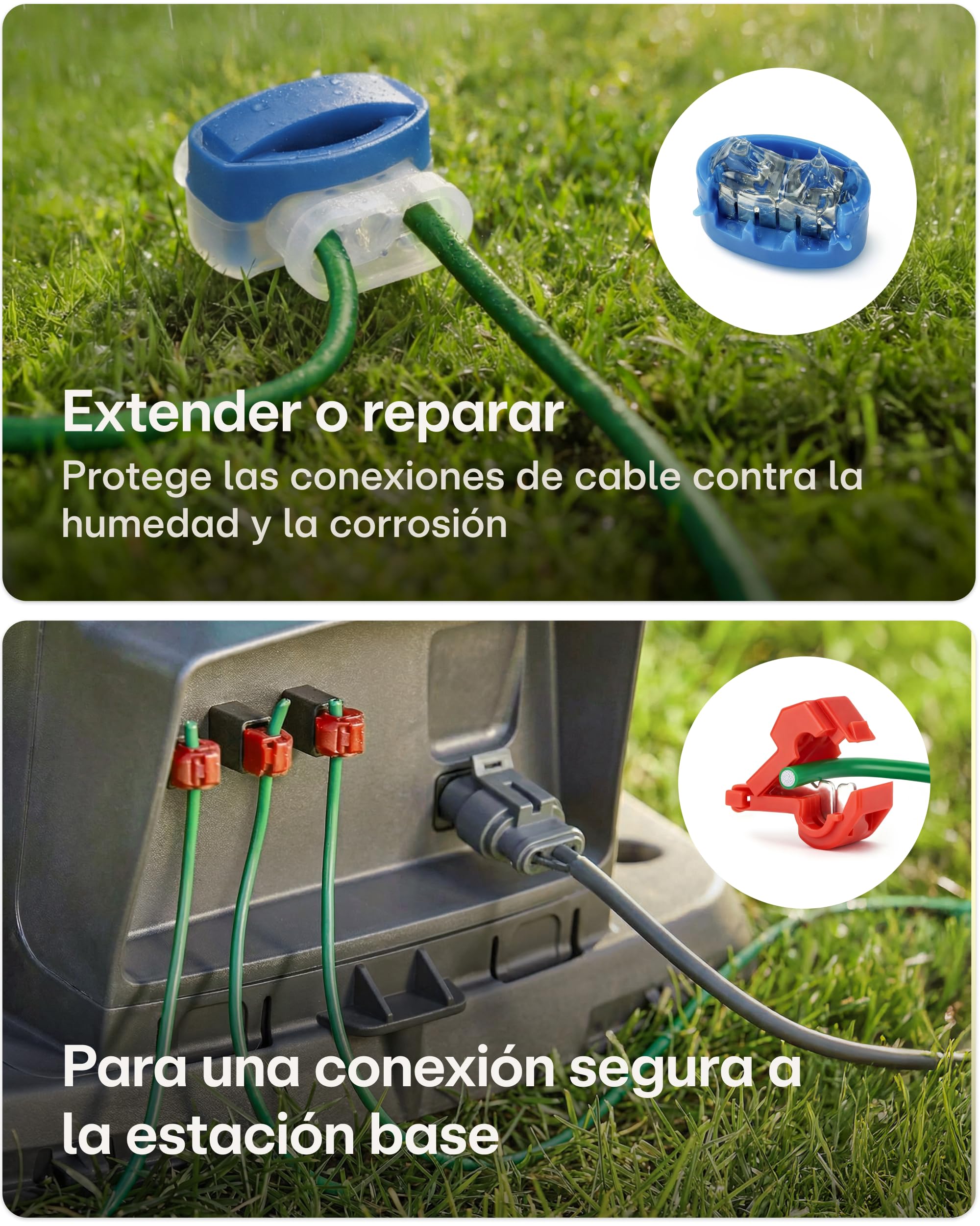 Praknu Kit Cable Delimitador Robot Cortacésped (150 m) – Cable Perimetral con Conectores – Incluye 150 m de Cable, Piquetas y Conectores Gel – Accesorios Robot Cortacésped Universales
