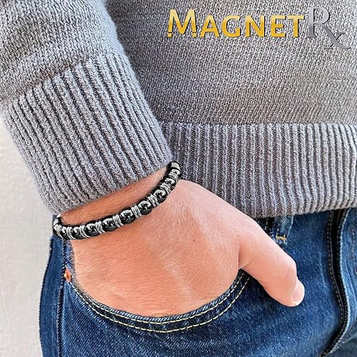 Miniatura 8 de MagnetRX Pulsera magnética de hematita, piedras magnéticas de máxima fuerza, pulseras magnéticas con cuentas para hombres y mujeres (cuentas de