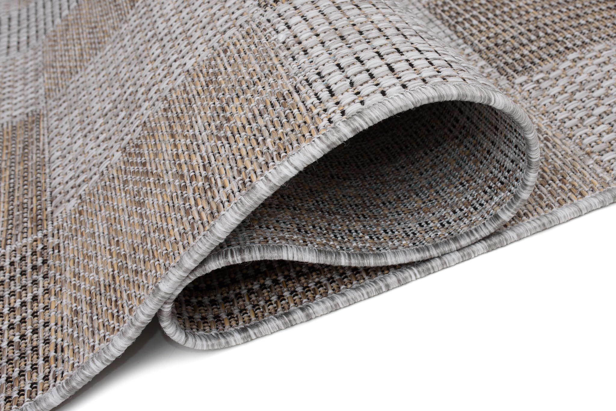 TAPISO Melissa Tappeto Esterno Interno Pelo Corto Testure Piatta Moderno Geometrico Mosaico Marrone Grigio Outdoor Indoor Oeko-Tex Terrazza Balcone Salotto Cucina 200 x 290 cm