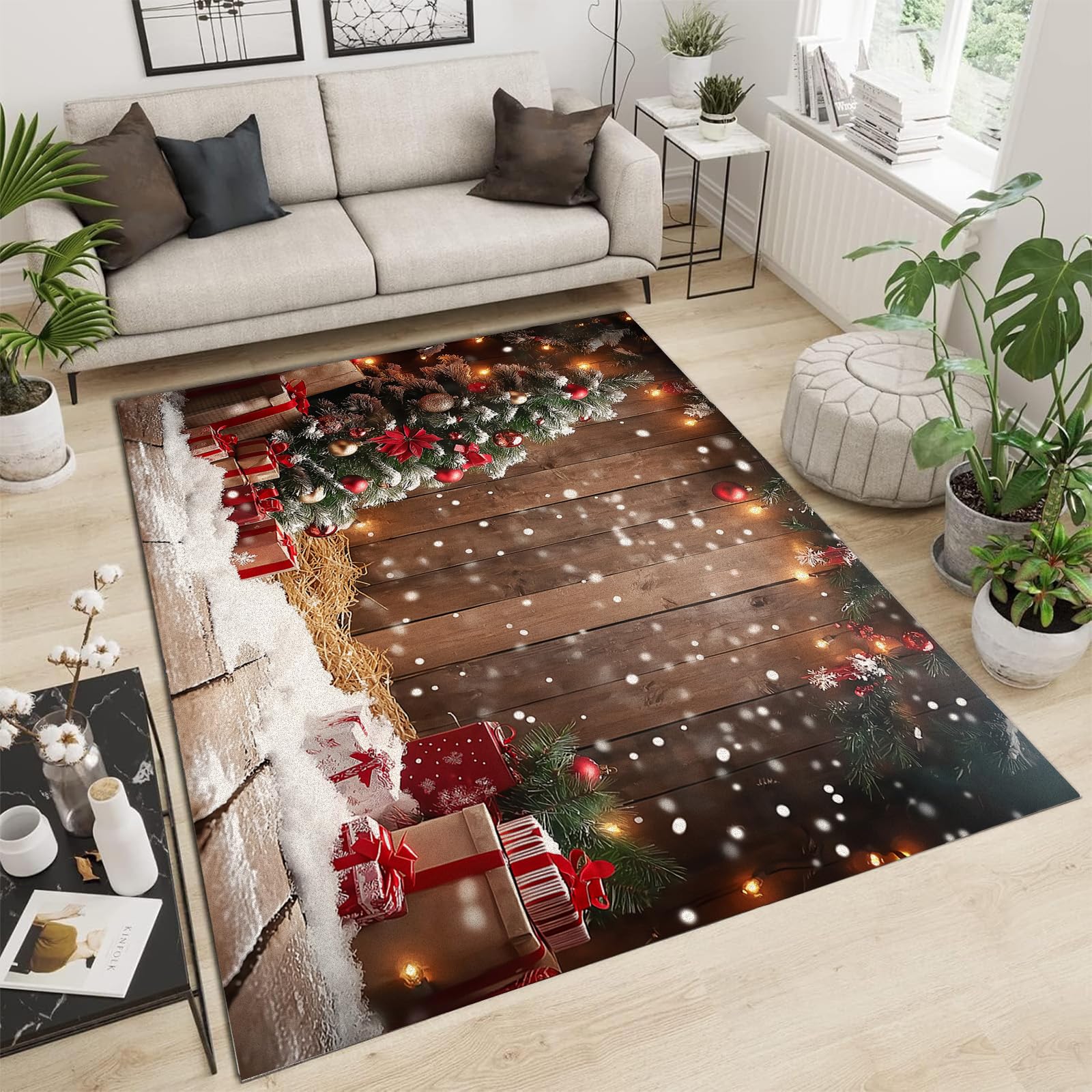 Tapis salon lavable tapis grand 120x180cm doux chambre vintage anti-glisse