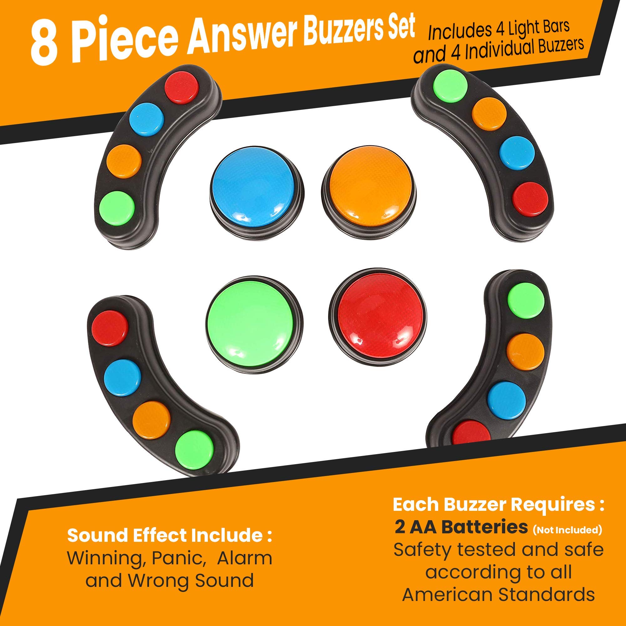 Buy IQ Toys Lights and Sounds Buzzers Set of 8 Game Night Game Show and