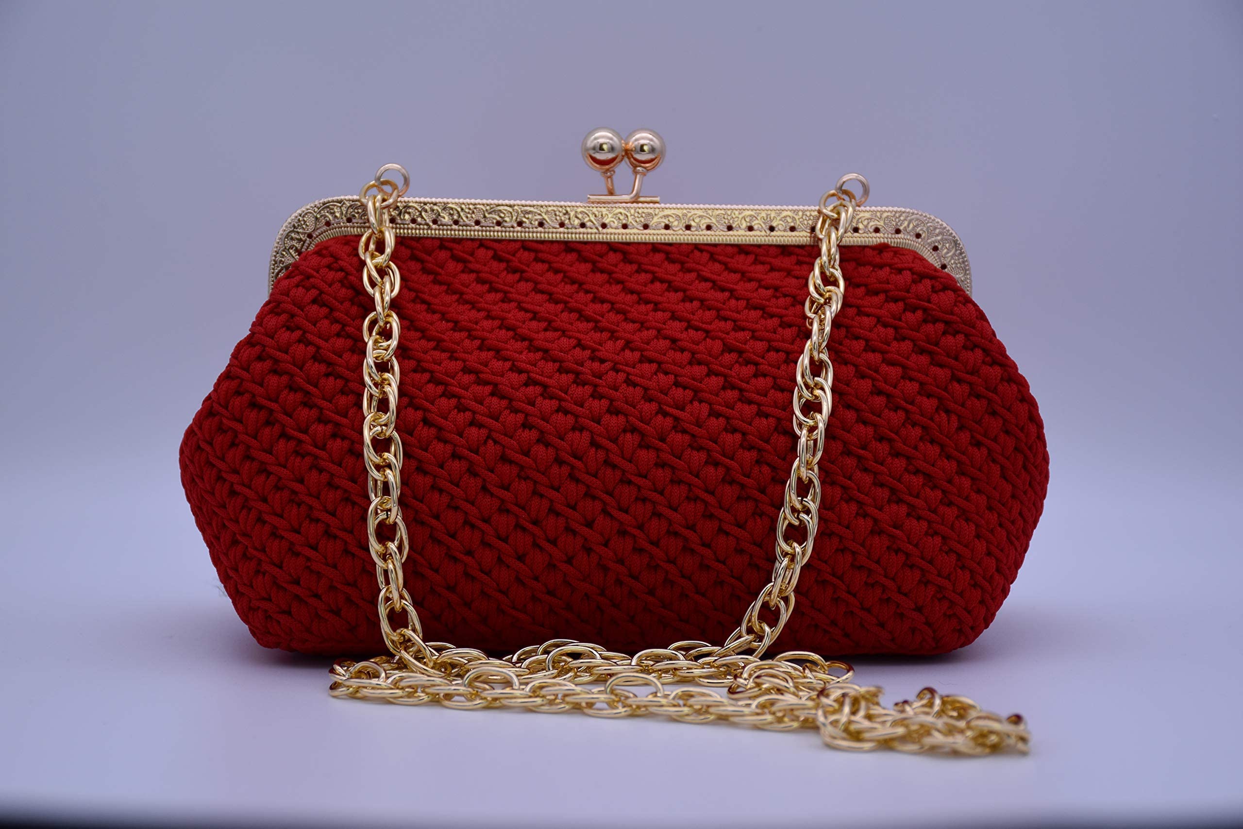 Borsa pochette GRETA con chiusura clic clac con tracolla fissa handmade in ITALY