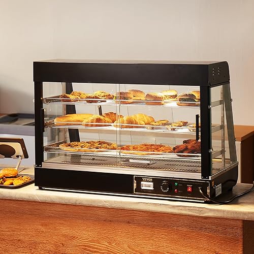 Miniatura 8 de VEVOR Calentador de alimentos comercial de 3 niveles, calentador de alimentos de 1500 W con luz, estante ajustable y pantalla de temperatura,