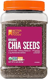 BetterBody Foods Organic Chia Seeds with Omega-3, Non-GMO, Gluten Free, Keto Diet Friendly, Vegan, Good Source of Fiber, 2...