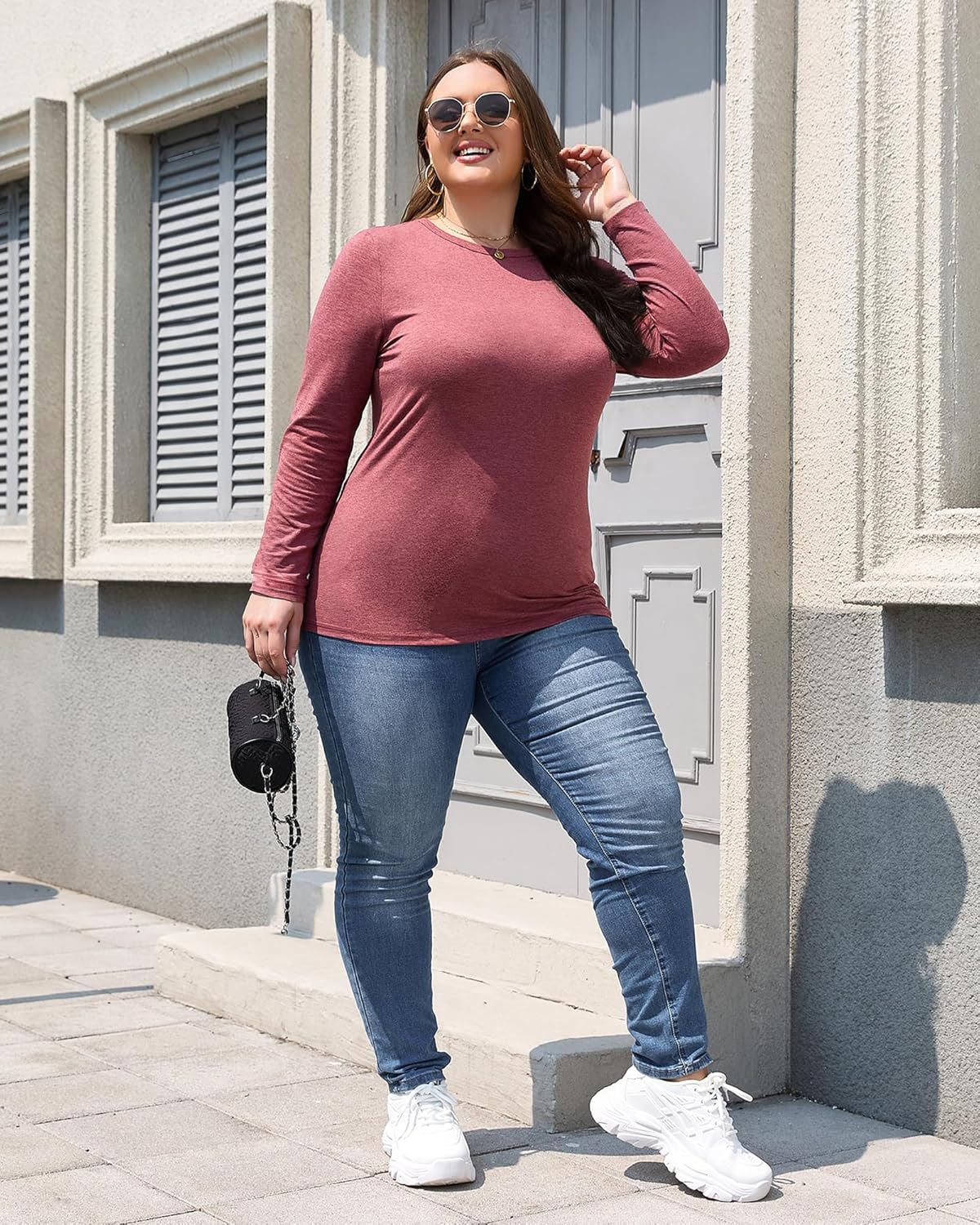 HLTPRO Long Sleeve Shirts for Women - Plus Size Workout Athletic Yoga Casual Crewneck Oversized Trendy Tops for Gym - Image 2