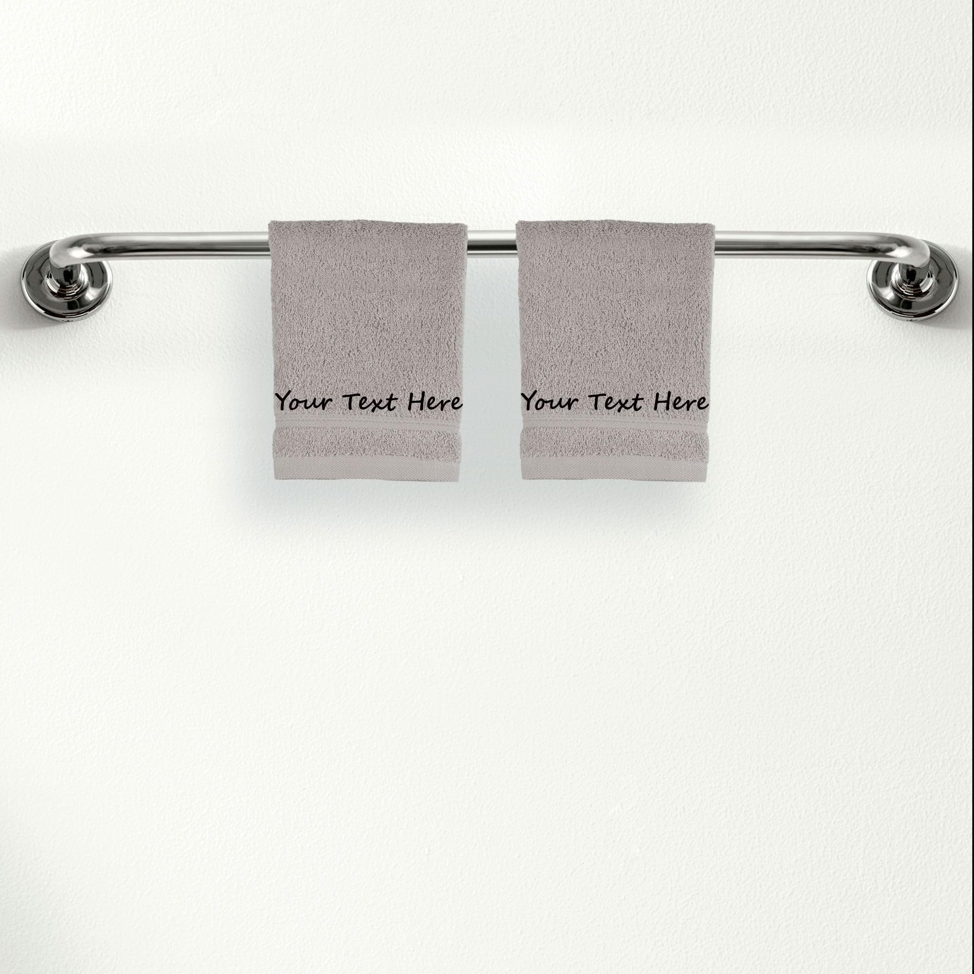 Qute Home Personalized Custom 2-Piece Washcloths Set – 100% Cotton, Soft & Absorbent – Embroidered Name or Monogram – Hotel Towels for Bathroom, Spa,