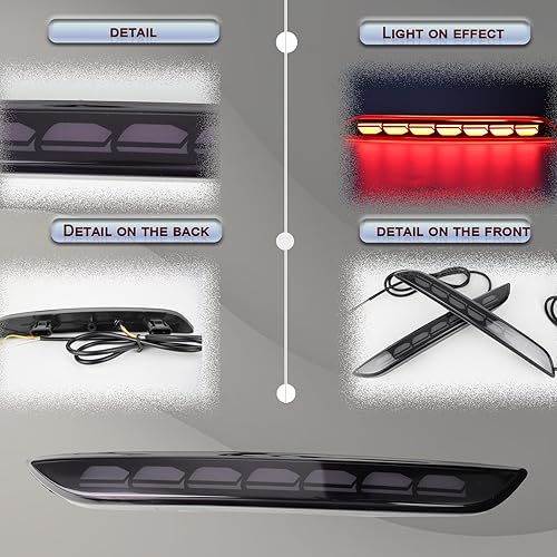 Miniatura 6 de GEEGEETOP Lente ahumada LED reflector trasero parachoques luz antiniebla compatible con Honda Civic Hatchback 2022 2023 2024 Funciones 3 en 1