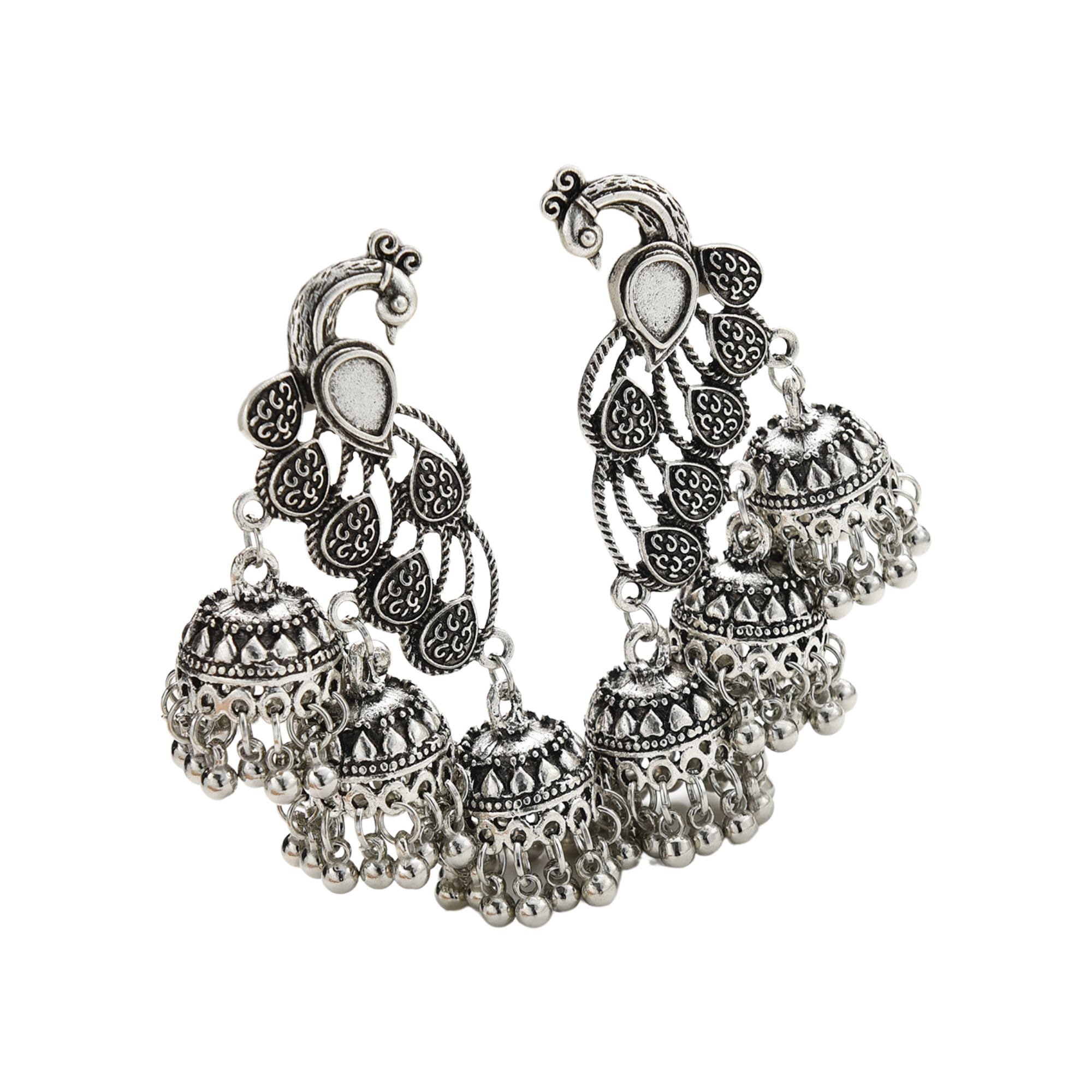 Antique Silverplated, peacock with bells drop earrings (B0CPLQG7ZY) Amazon Price History, Amazon Price Tracker