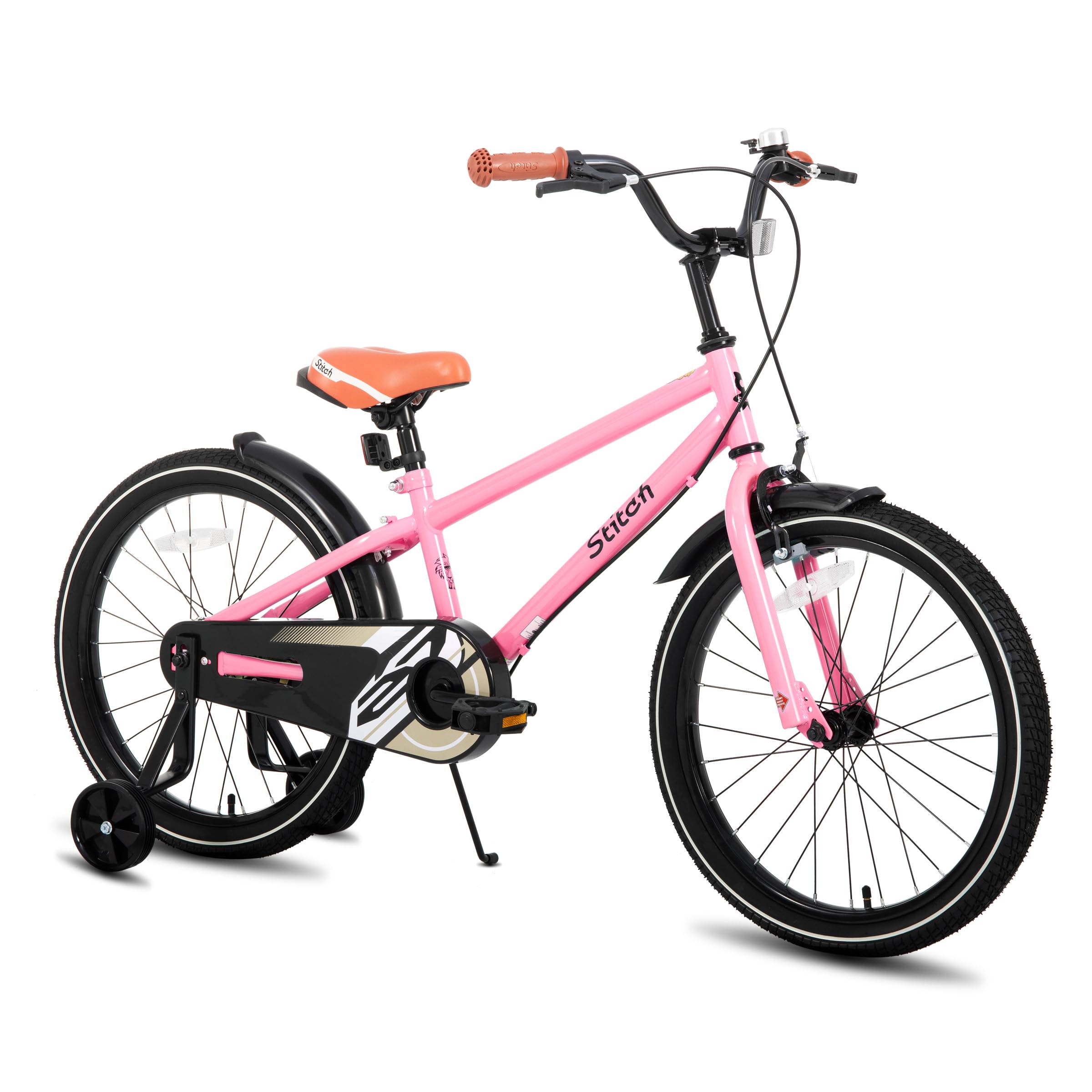 STITCH 20 inch kids bike for 7-10 year old girls & boys, 20 inch kids bike with Stabilisers&kickstand, pink