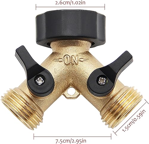 Miniatura 2 de Divisor de manguera de latón de 2 vías, conectores de manguera de latón de 34 pulgadas, conector en Y, conector adaptador de manguera de jardín,