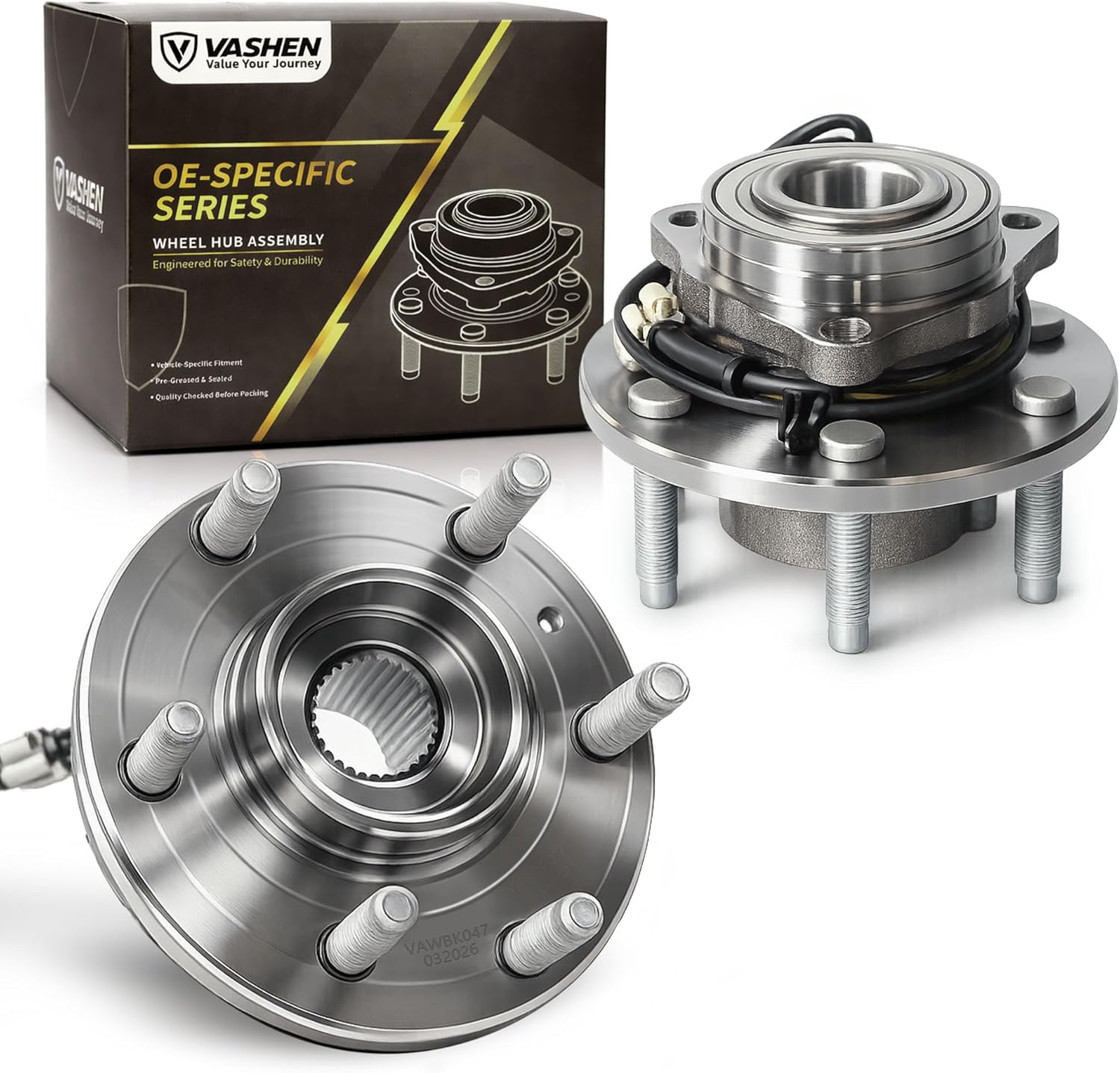 Pair 515036 Front Wheel Bearing Wheel Hub, Fit for Chevy Silverado GMC Sierra Avalanche 1999 2000 2001 2002 2003 2004 2005 2006, Tahoe Suburban 1500 Yukon XL Escalade, 6-Lugs w/ABS