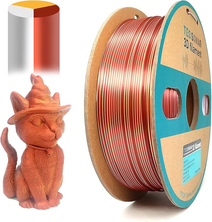 TECSONAR Tricolor PLA Filament Coextrusion Filament 1kg Triple Color Filament 1.75mm (±...