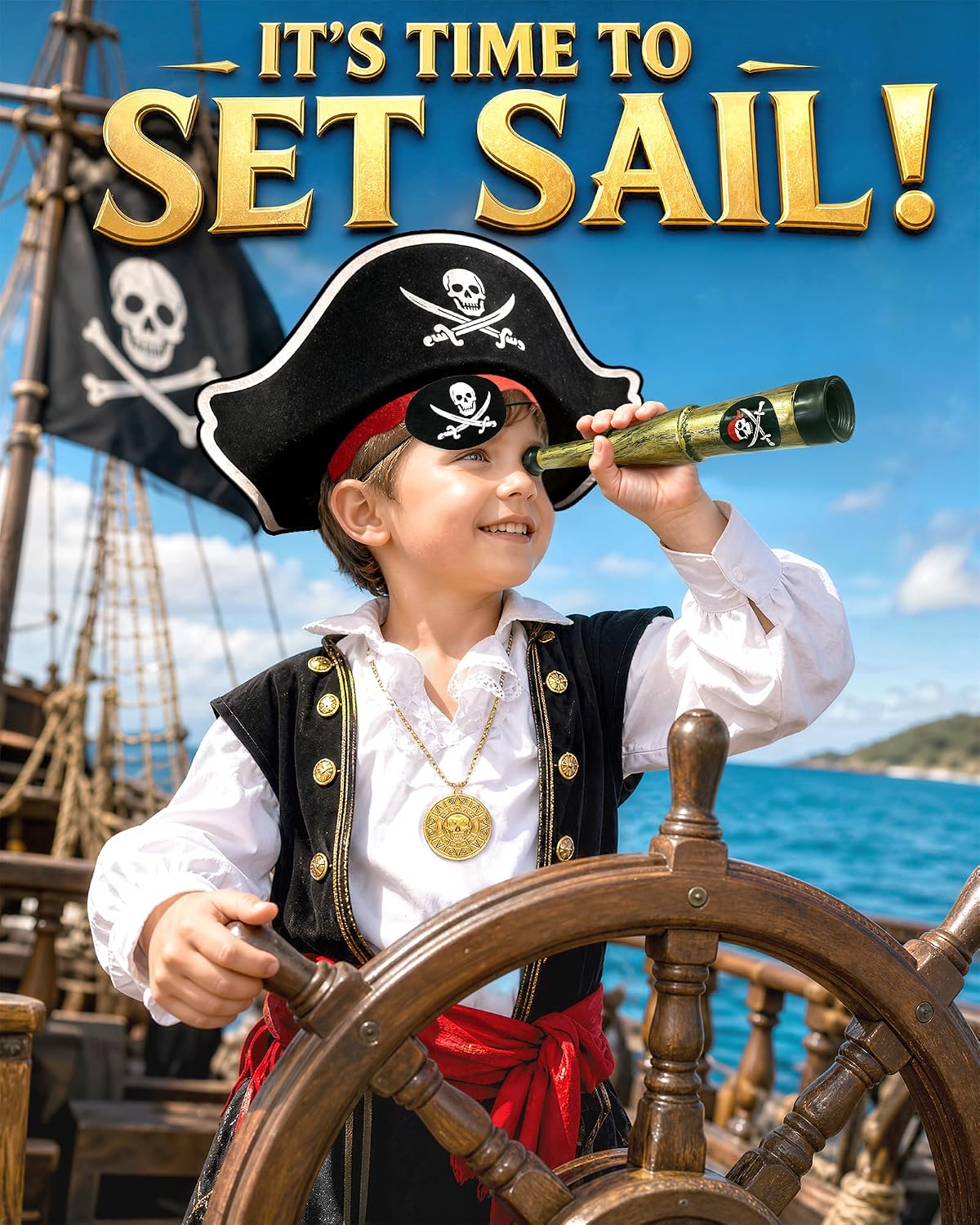 Pirate Accessories Set Pirate Costume Kids,19Pc Pirates Costume Accessories
