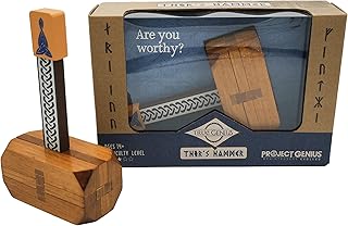 Thor's Hammer – Wooden Puzzle, Medium Difficulty, Disassemble and Reassemble This Norse-Themed brainteaser Based on Thor's famed Hammer Mjolnir, Ages 14+