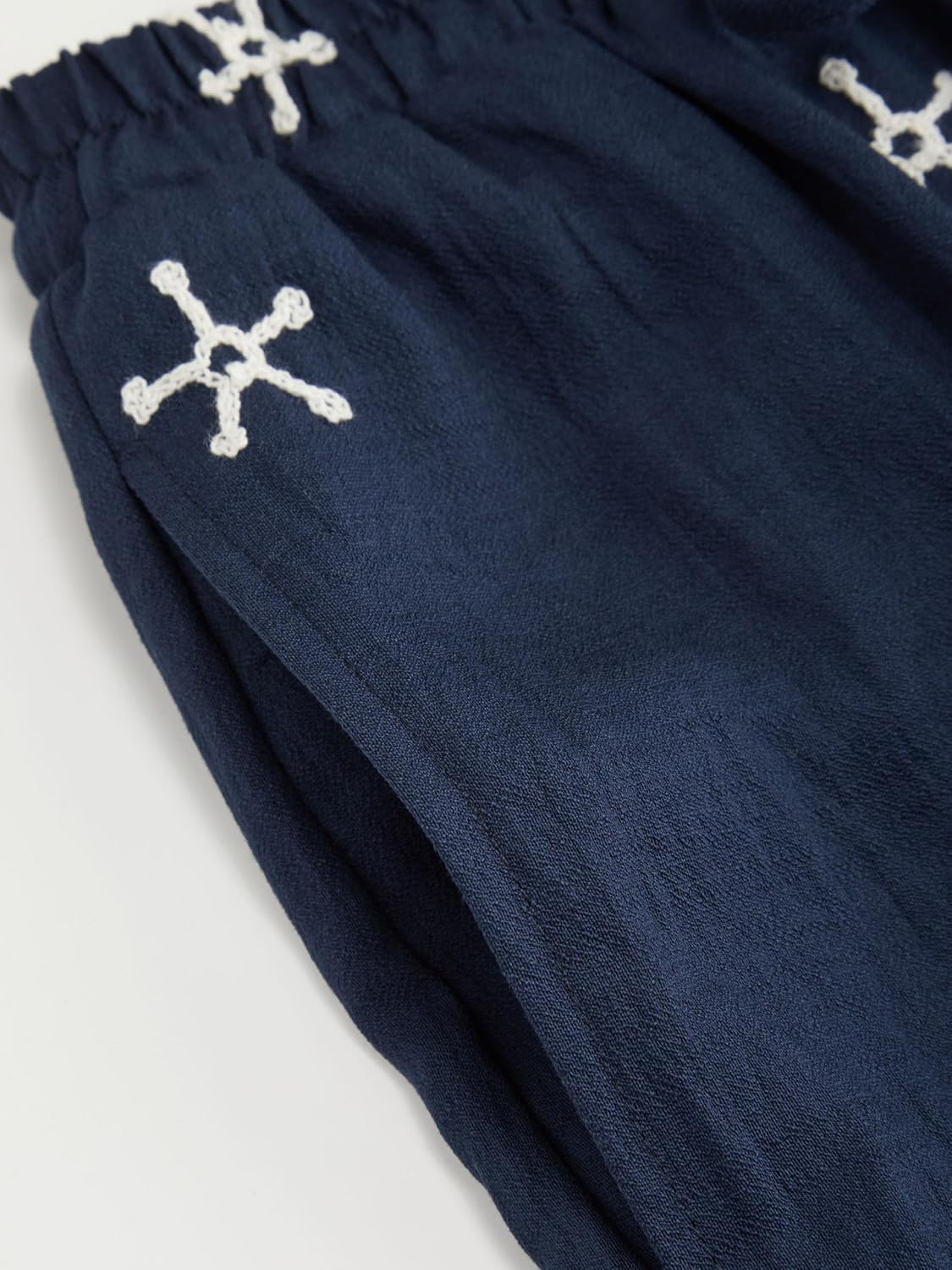 CIDER Women's Wide Leg Pants Palazzo Pants for Women Embroidered Floral Drawstring Boho Beach Trousers