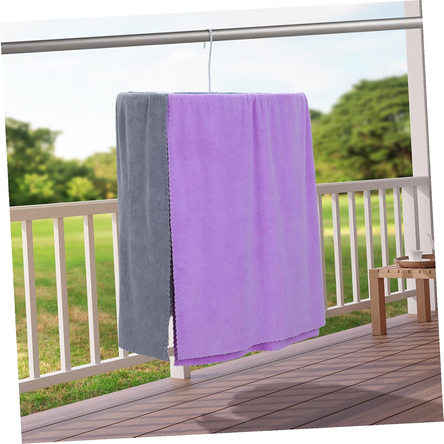 Abaodam Spiral Quilt Rack and Blanket Hanger White Oval Iron Clothes Drying Rack Space-Saving Design for Home Balcony Laundry Sheet Drying