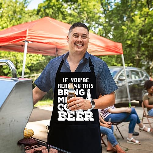 Miniatura 2 de Delantales divertidos para hombres con 3 bolsillos grandes  Barbacoa, parrilla y cocina  Delantal de cocina de chef  Regalo para hombres y papá