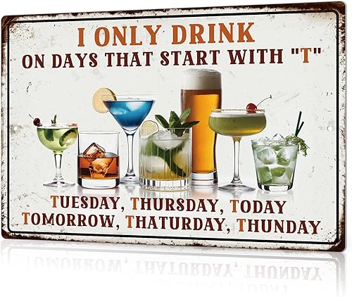 Miniatura 9 de Putuo Decor Letrero de barra para el hogar, letrero de metal retro, con texto en inglés «My Happy Place Bar Open», 12 x 8 pulgadas My happy place