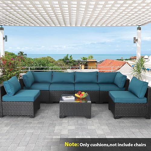 Miniatura 2 de Valita Cojines de repuesto para muebles de exterior, se adapta a juego de conversación seccional de ratán de 6 asientos, cojines de repuesto