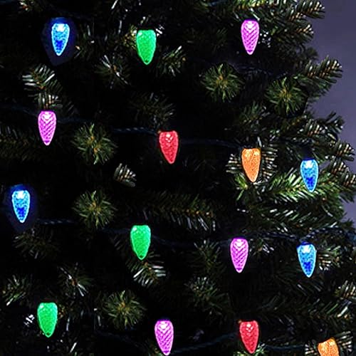 Miniatura 5 de Luces de Navidad C6, 50 luces LED de fresa, luces C6 multicolor de 18 pies, luces de hadas para exteriores, interiores, jardín, patio, hogar,