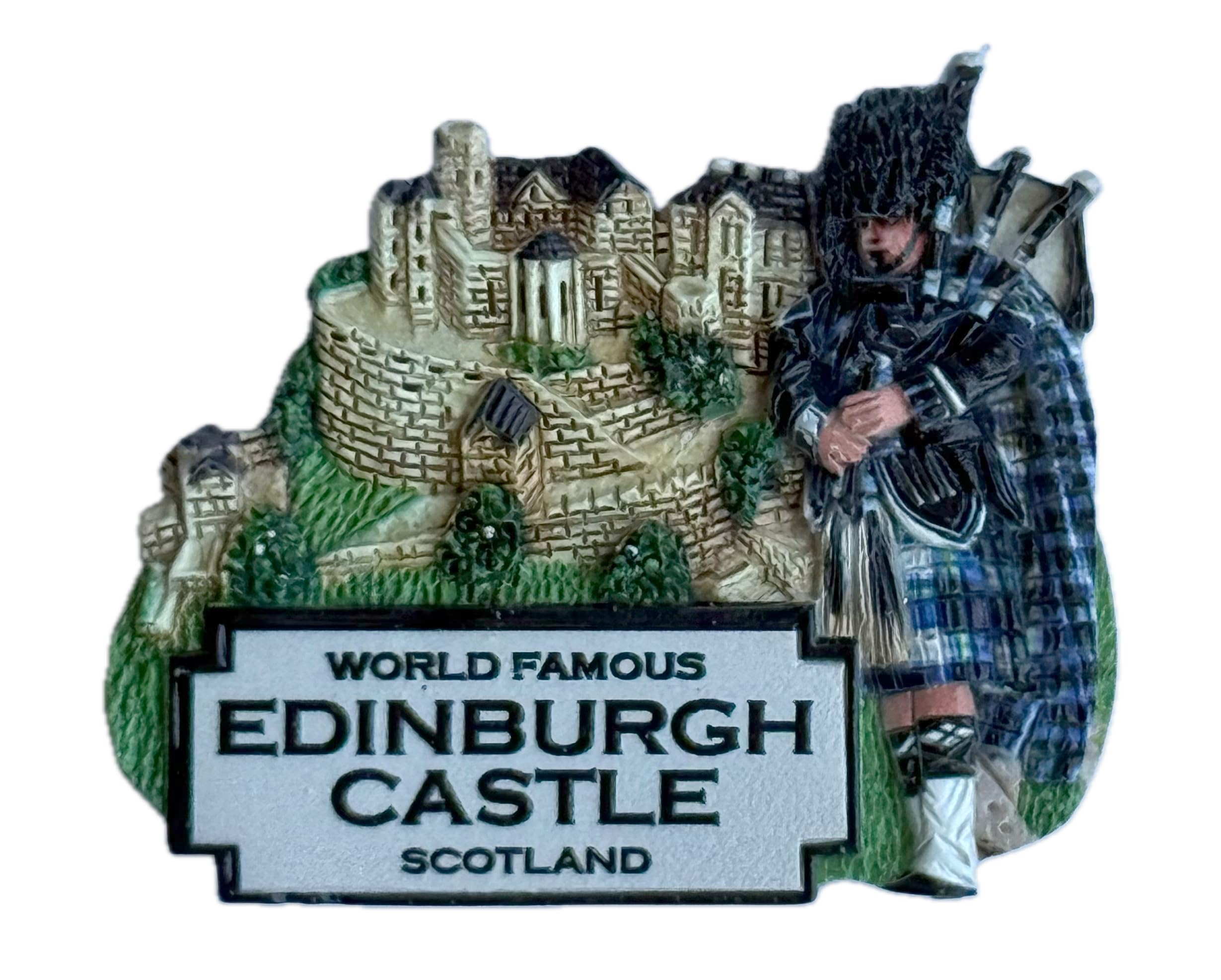 Elgate Black Scots Piper And Edinburgh Castle Magnet