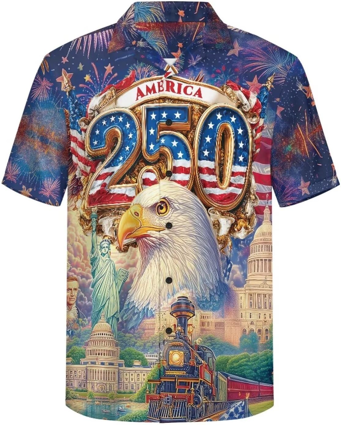 Short Sleeve Shirts for Men USA 250th Years Shirts Mens Button Down Shirt Casual Cozy Patriotic T-Shirt