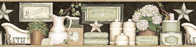 3119-63104B - Country Bath Blue Rustic Border - By Chesapeake - View #12