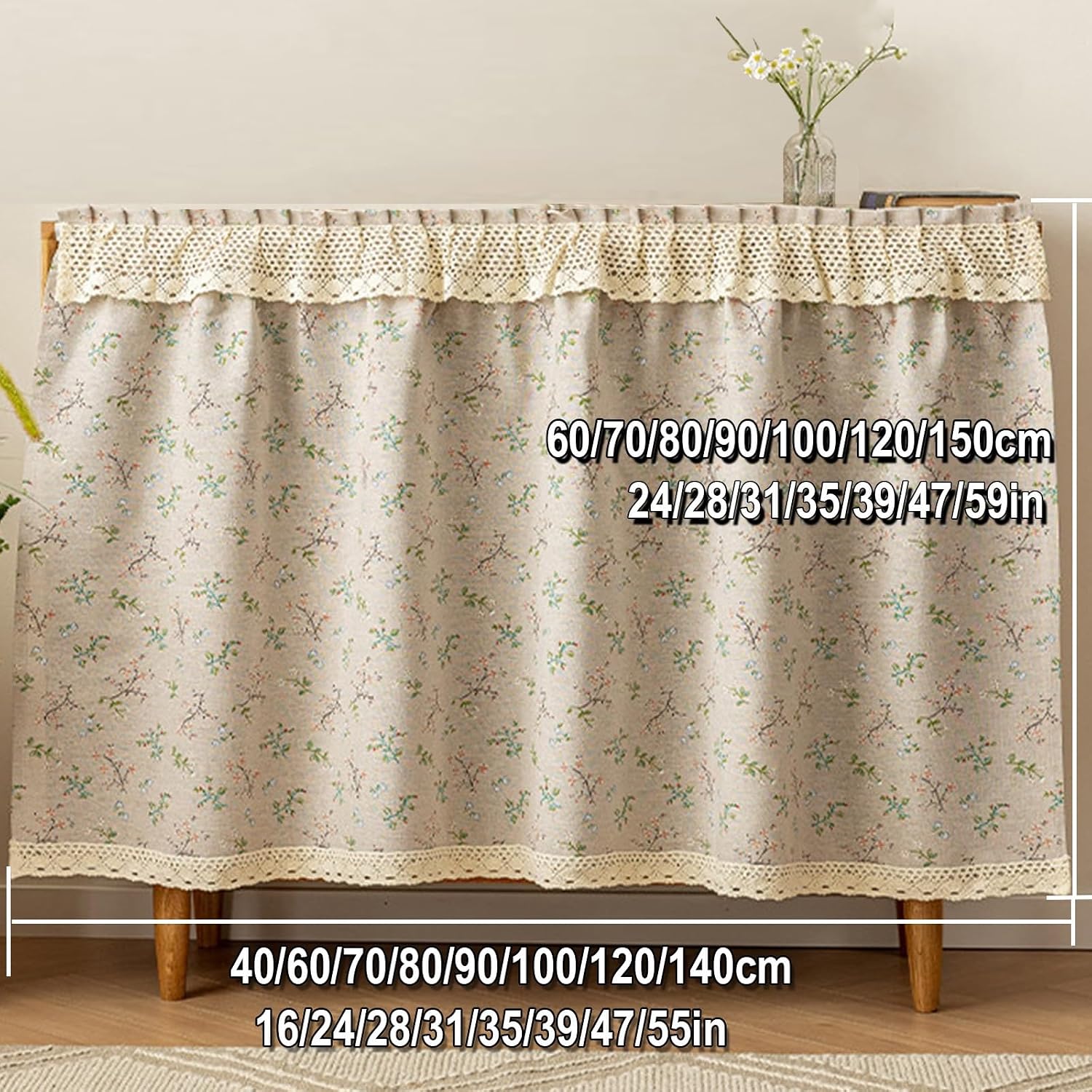 Short Cabinet Curtains for Kitchen, Privacy Dust-Proof Shelf Curtains for Home, Farmhouse, Kitchen Under Sink(90 * 90cm/35 * 35in)
