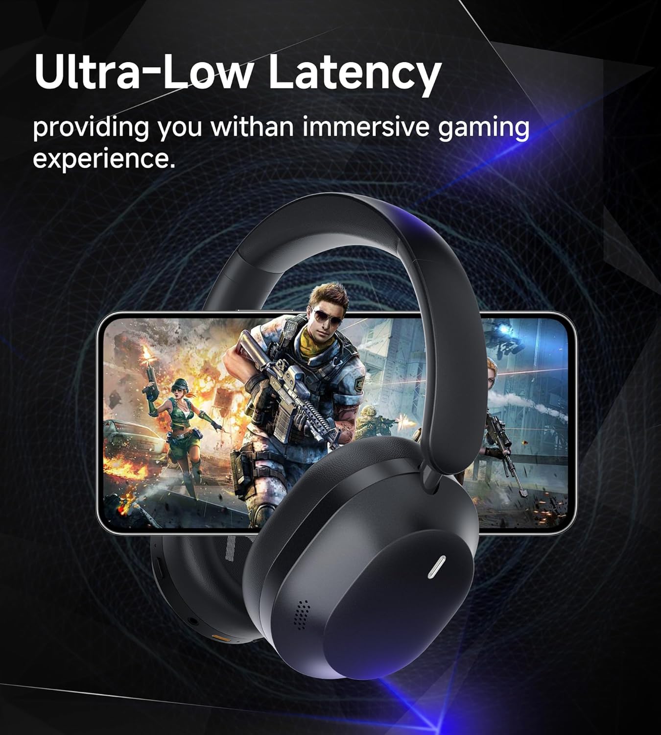 King Lucky B900 headphones with a charging icon, indicating all-day battery life.