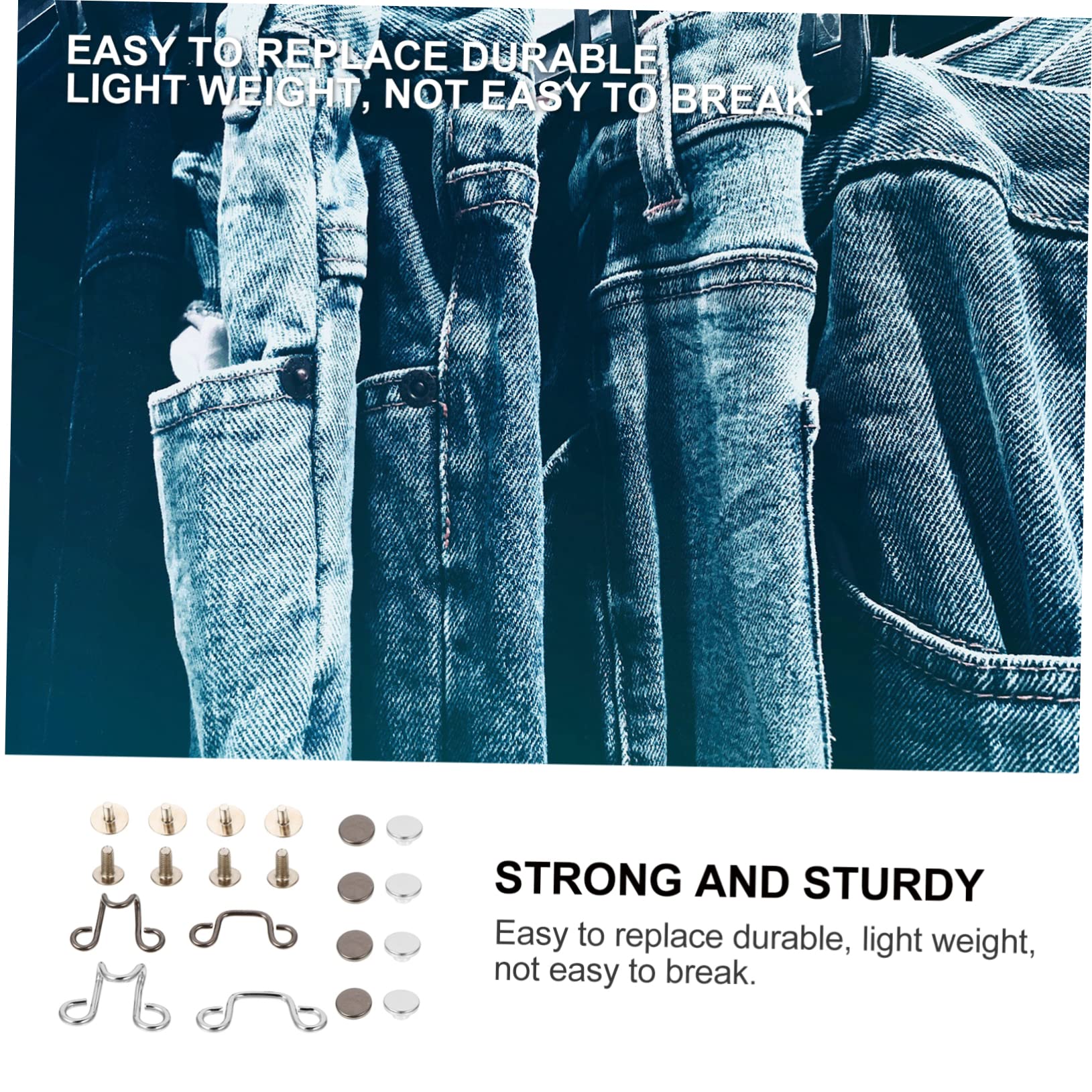 16 Set Regolabili Senza Chiodi per Jeans e Pantaloni Accessori per Vita Flessibile Facili da Installare e Riutilizzabili Per Donne e Ragazze Variabili per Adattare Misura Dei
