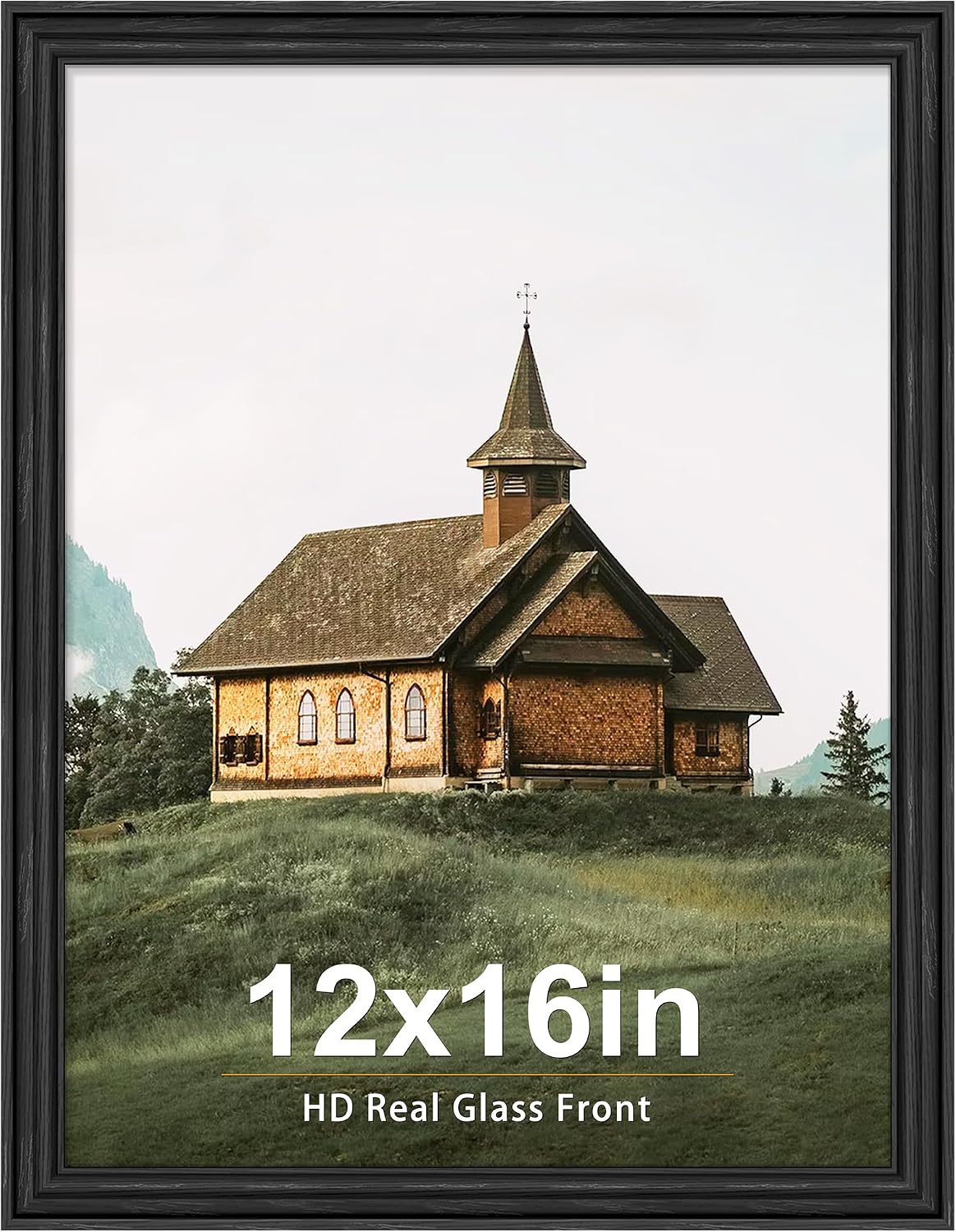 PEALSN 12×16 Picture Frame with Real Glass Front and Black Backboard, Display Pi…