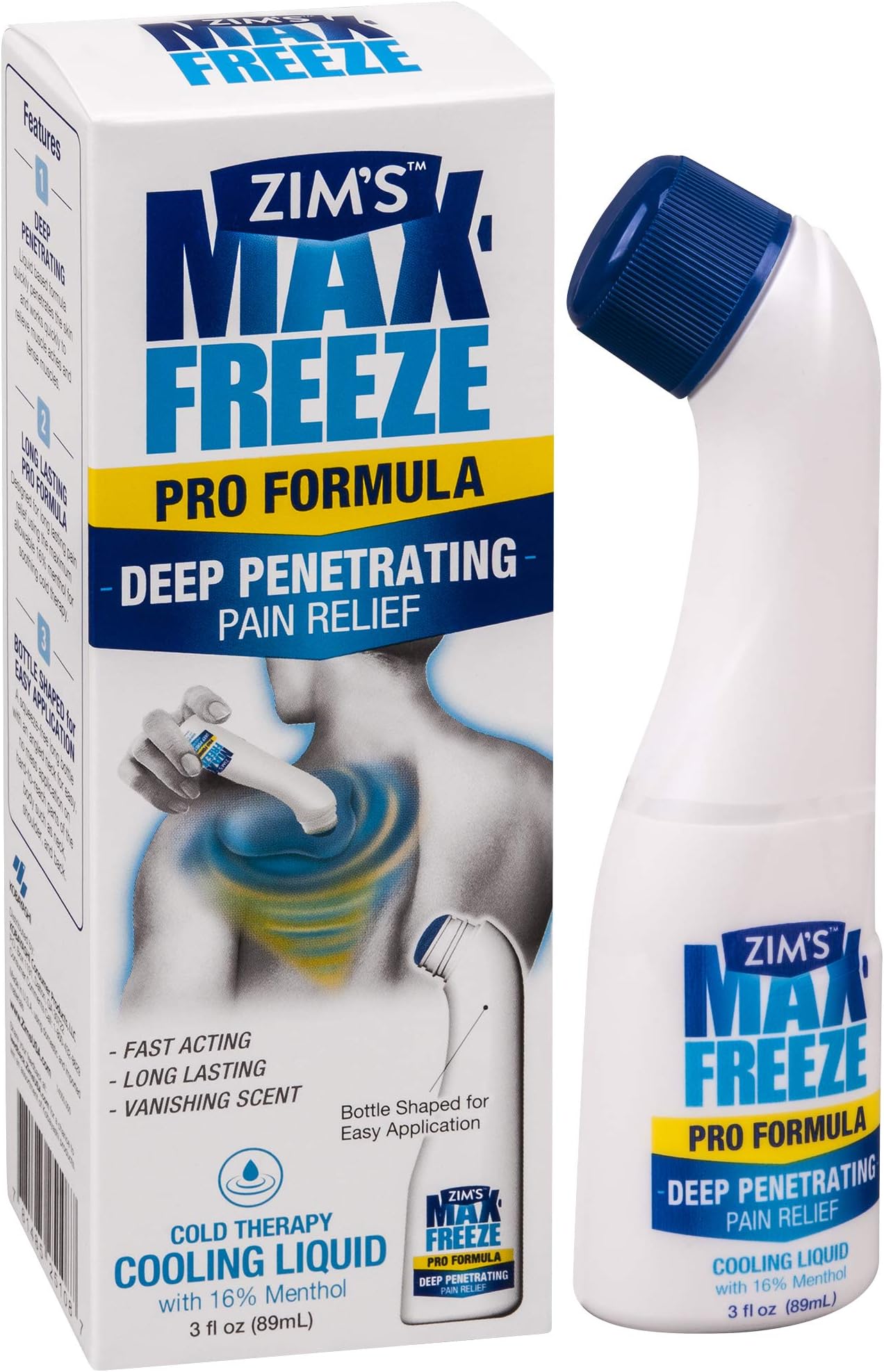 Zim's Max Freeze Pain Relief Topical Analgesic Cooling Liquid for Muscles and Joints Associated with Backaches, Arthritis, Strains, Bruises & Sprains, Clear, 3 Fl Oz